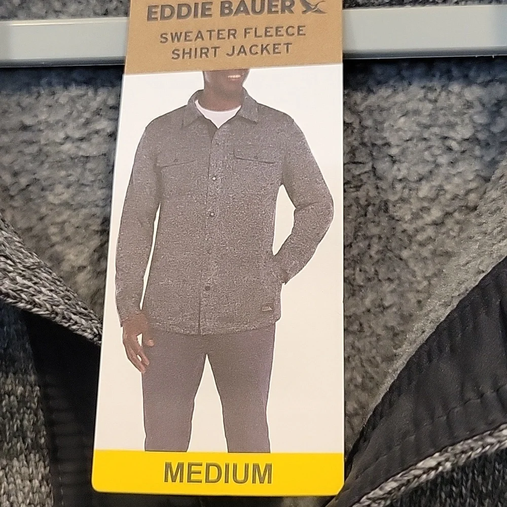 Eddie Bauer Men's Sweater Fleece Shirt Jacket Shacket Charcoal Medium NWT